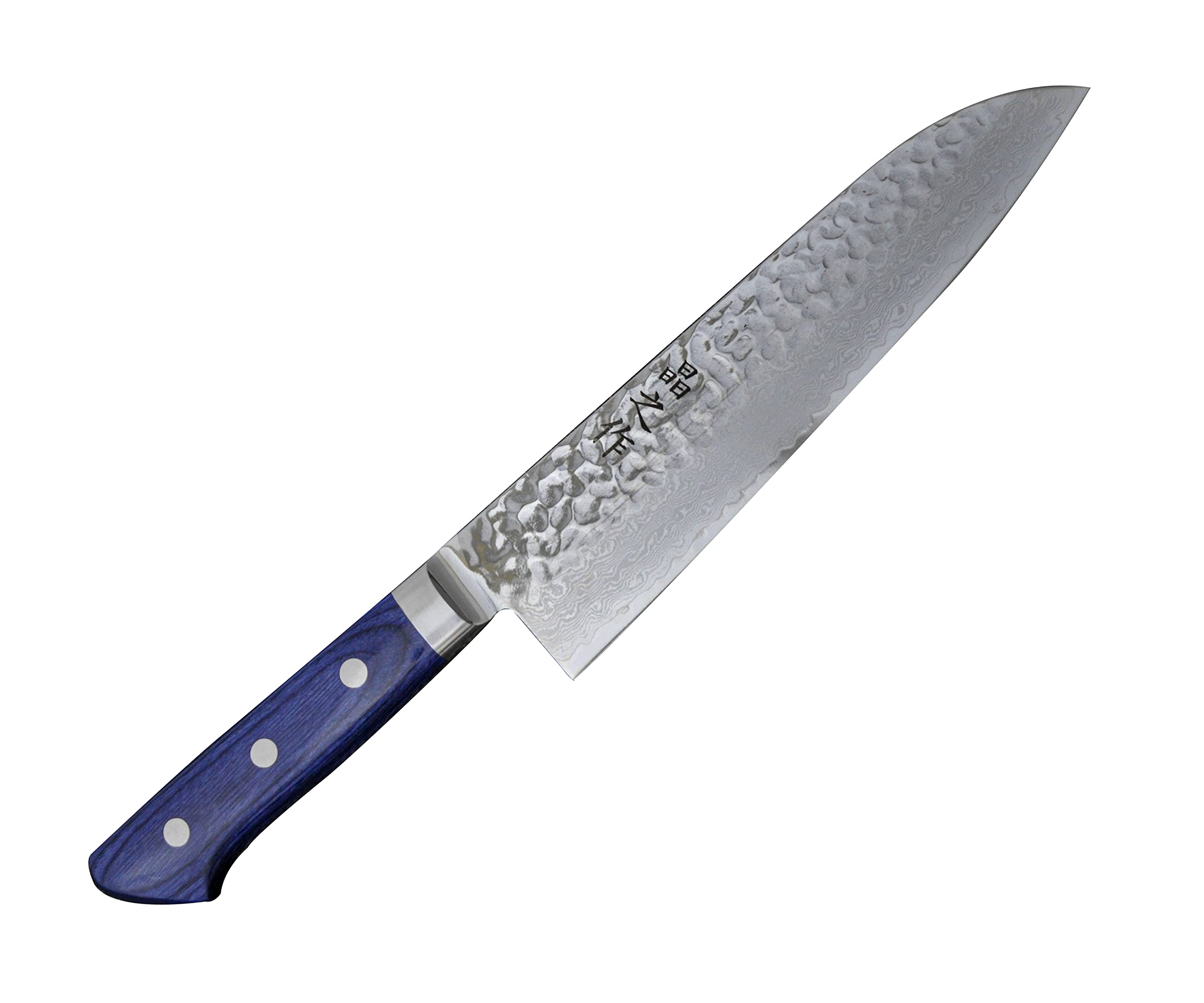 Amazon.co.jp: 土佐鍛造 三徳包丁 ダマスカスV金10号 両刃 槌目磨 青